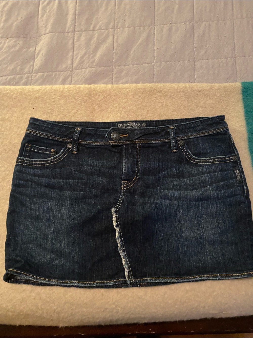 Silver Jeans Dark Indigo Denim Mini Skirt